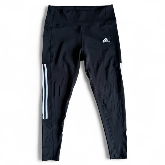 New Adidas Black High Rise 3-Stripe Aeroready Primegreen Running Leggings L - Picture 1 of 5